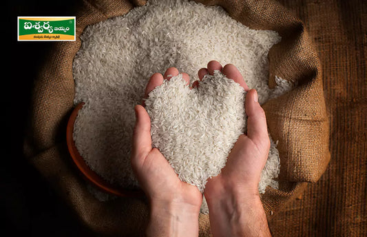 Hands Cupping Traditional Rice in a Burlap Sack