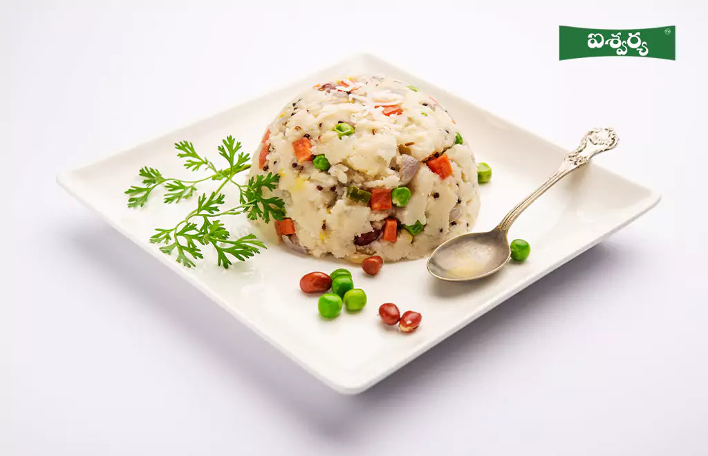A Plate of Upma Garnished with Herbs