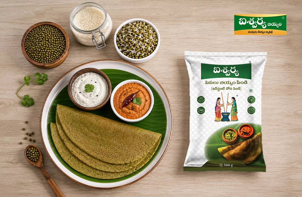 Protein-Rich Pesarattu with Moong Dal Rice Flour for Healthy Breakfast