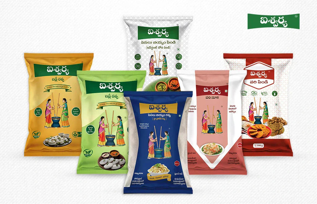 Variety of Sri Aishwarya Food Products in Colorful Packaging