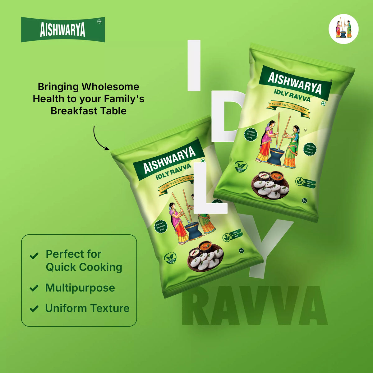 Mota Ravva Stone-Ground Coarse Idly Ravva for Fluffy, Soft Idlis – Sri Aishwarya Foods